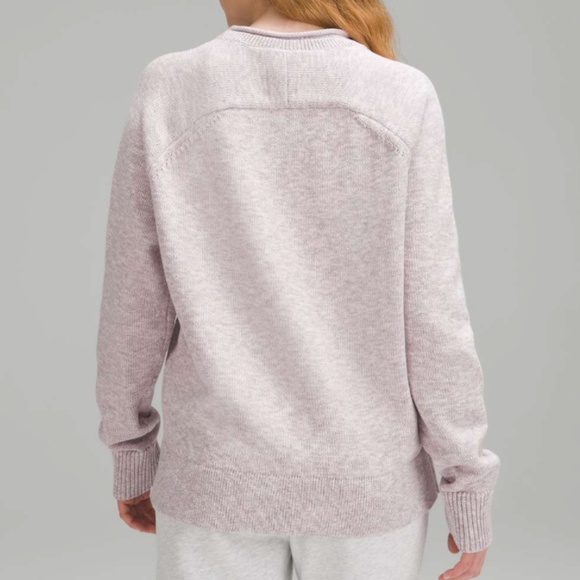 NWT Lululemon Boxy Cotton-Blend Sweater, Light Pink/Grey Heather, Medium - Picture 3 of 15